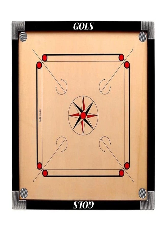 GOLS Shiny Gloss Finish Small Size 20 Inches Round Pocket Carrom Board with Coins, Striker, and Powder for Kids and Children (Recommended for Below 7 Year Child) - Natural - Image 3